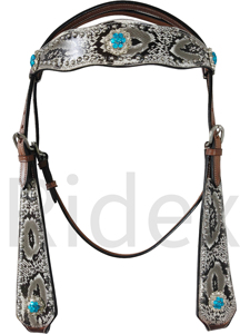 ADEEFA Premium Brown Western Leather Headstall <b>Breast</b> <b>Plate</b> Collar Set Customized Size High Quality Horse Tack - Product Image 2