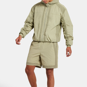 Ensemble short et coupe-vent unisexe personnalisé pour homme, en nylon, couleur unie, avec fermeture éclair, idéal pour l'été – Vente en gros - Product Image 2