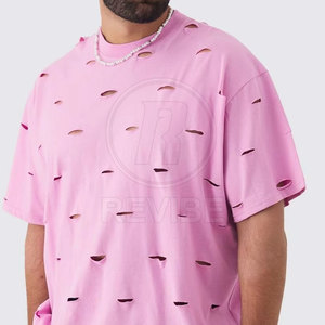 T-shirts pour hommes de qualité supérieure, tendance et déchirés, avec logo personnalisé, 100% coton respirant, couleurs et tailles personnalisées - Product Image 5