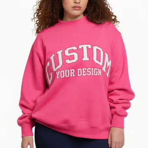 Sudadera Personalizada para Mujer, Cuello Alto, Color Rosa, 100% Algodón, Tejido de Punto, Manga Larga, Estampado de Letras, Moda Otoñal - Product Image 1