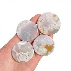 ALIZA AGATE EXPORTS – Tranches d'agate florale naturelle en vrac, 50 mm, non traitées, Sakura, polies, sculptées à la main, pour artisanat et décoration DIY - Product Image 1