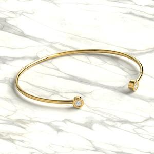 กำไลเพชรขอบบางเฉียบ ทองคำแท้ 14K กำไลเพชรเรียบหรู ของขวัญสุดหรูสำหรับเธอ วันเกิด งานแต่งงาน เครื่องประดับ - Product Image 5