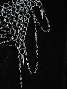 Collier en armure de chaîne gothique fait main • Collier ras-du-cou à pointes en acier inoxydable • Pièce statement style corset Dark Fantasy • Alternative P - Product Image 2