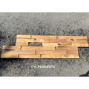 Panneaux muraux insonorisés en teck recyclé à motif géométrique moderne pour villas, divertissement et usage domestique - Product Image 2