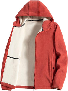 Veste en polaire à capuche noire pour homme, coupe classique, couleur unie, coupe-vent, vêtements d'hiver décontractés avec intérieur doublé - Product Image 3
