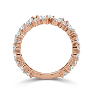Magnífica banda de diamantes de 01 quilates con diamantes marquise y redondos alternados, con diamantes cultivados en laboratorio sostenibles, engastados en platino, personalizable. - Product Image 3