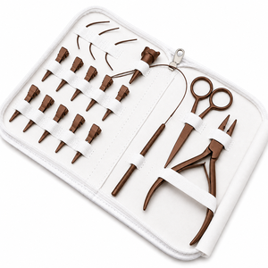 Kit d'outils professionnels pour extensions de cheveux avec pinces en or rose, aiguilles à enfiler, ciseaux de précision, pinces métalliques pour kit d'accessoires - Product Image 6