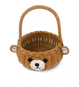 Wooden gift fruit basket puppy shape rattan baskets with carry handle easter & daily storage - Product Image 3
