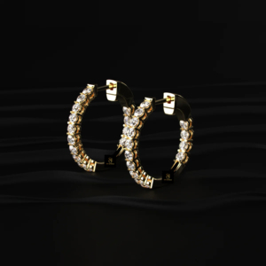 Boucles d'oreilles créoles et bague en diamant de laboratoire Inside Out, or jaune, or blanc, or rose, bijoux élégants et intemporels - Product Image 4