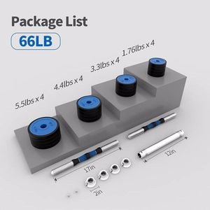 Adjustable 66Lbs Free Weights <b>Dumbbell</b> Set of 2 2-in-1 Exercise and Fitness Barbell for Men and Women - Product Image 3