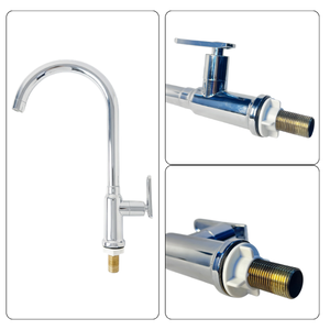 ก๊อกน้ำห้องครัวแบบก้านเดี่ยว รุ่น KSOM-27T5Xi ยี่ห้อ KSN เวียดนาม ดีไซน์ทันสมัย สีโครเมียม ติดตั้งบนเคาน์เตอร์ วัสดุ ABS หมุนได้ 360 องศา พร้อมปุ่มปรับ รับประกัน 2 ปี - Product Image 3