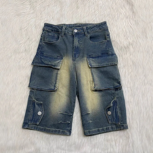 Shorts de mezclilla lavada de alta calidad con cordones, ajustados, de tiro medio, rectos, estilo vintage con botones, para salir en verano, para mujer, Sehe Fashion - Product Image 5