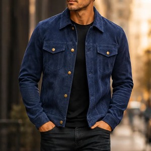 Chaqueta Premium Vintage Azul Marino de Lona con Cremallera Estilo Western para Hombre, Venta al por Mayor, Cortavientos, Transpirable, Servicio OEM - Product Image 4
