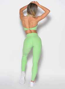 Ensemble de yoga vert deux pièces : Leggings taille haute et crop top zippé sans couture, couleur unie, tenue de sport - Product Image 2
