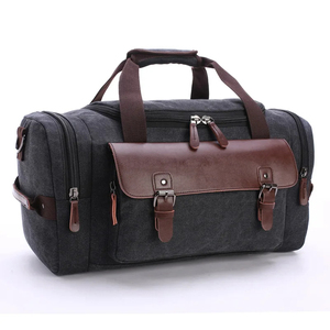 Sac de voyage week-end vintage en cuir véritable bleu avec fermeture à rabat en cuir et fermeture éclair, grande capacité 20-35L, unisexe - Product Image 4