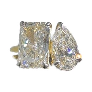 แหวนคู่หมั้นหรูหราทรงลูกแพร์ประดับเพชรสร้างในห้องปฏิบัติการชุบทอง 14K พร้อมไข่มุกน้ำจืดสำหรับงานแต่งงานและเป็นของขวัญ - Product Image 1