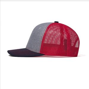 Gorra Trucker Unisex de 6 Paneles, Gris y Roja, con Malla Trasera, Ajustable, Estilo Casual de Béisbol para Adultos, Primavera/Verano, con Bloques de Color - Product Image 4