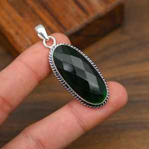 Colgante de Piedra Preciosa Diópsido Cromado, Plata de Ley 925, Joyería Artesanal para Meditación, Collar de Piedra Preciosa Natural, Regalo - Product Image 4