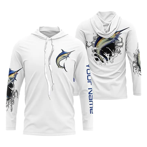 Sweat à capuche de pêche à manches longues pour homme, imprimé par sublimation, séchage rapide, UPF 50, motif poisson rouge, vêtements d'extérieur - Product Image 2