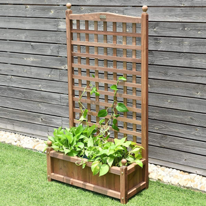 Jardinera elevada de madera con diseño rústico y enrejado para jardín exterior, decoración de jardín de Vietnam - Product Image 4