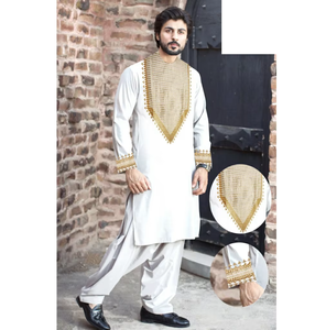 Conjunto Tradicional Afgano Kuchi Shalwar Kameez para Hombre, Azul, Bordado Étnico, Manga Larga, Ropa Islámica - Product Image 6