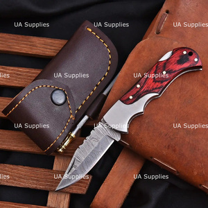 Couteaux pliants à lame droite en acier Damas à pointe clip, manche en bois, personnalisables OEM/ODM, vente chaude, directement de l'usine, EDC - Product Image 5