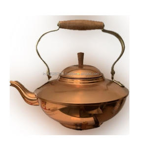 Traditional home copper kettle with thick metal construction and rustic color ideal for decor or beverage <b>service</b> - Product Image 5
