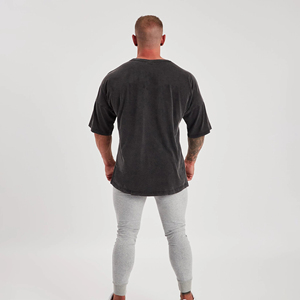 T-shirt Homme Designer Personnalisé Coupe Oversize Ample Épaules Tombantes Formel Coton Lourd Délavé à l'Acide Col Rond Soie - Product Image 2
