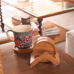 Rustic Acacia Wooden <b>Coasters</b> for Drinks with Holder Non-Slip Decorative <b>Coasters</b> for Coffee <b>Table</b> Dining <b>Table</b> from TIMELESS - Product Image 4