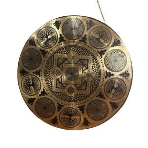 Estilo tibetano tradicional tallado Gong artesanía decorativa de Metal para Yoga meditación curación canto budismo tema - Product Image 1
