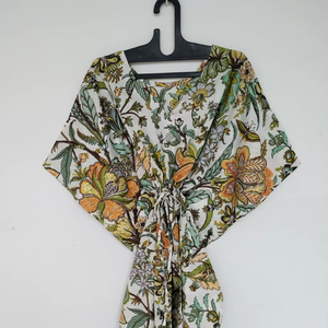 New Floral Lightweight Floral Cotton Kaftan <b>Dress</b> For Women Boho <b>Lounge</b> Wear Comfortable Daily Caftan - Product Image 1