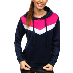 Sudadera con capucha para mujer, color rosa, con franja blanca y panel negro, manga larga, forro polar, para otoño - Product Image 4