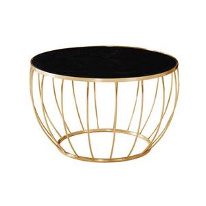 Table basse moderne en métal doré Chandni Crafts avec plateau en verre noir, design mid-century, écologique, faite à la main, pour salon - Product Image 1