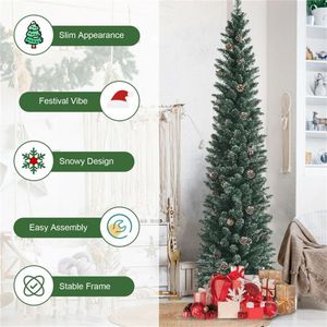 Albero di Natale Artificiale Verde da 2,10 m con 351 Rami Folli e 41 Pigne Realistiche, Supporto Pieghevole in Metallo - Product Image 5