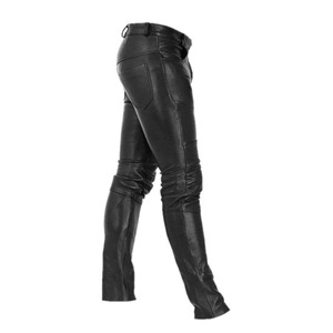 <b>Men</b> Genuine Leather <b>Pants</b> Classic Fit Comfortable Design Waterproof Zipper Fly Pockets Perfect for Casual and Formal Wear - Product Image 4