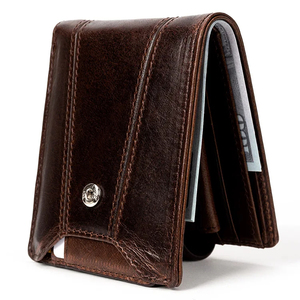 Genuine Leather <b>Men's</b> <b>Wallet</b> Handmade Vintage Fold Closure Short Style Daily Use Brown Color - Product Image 5