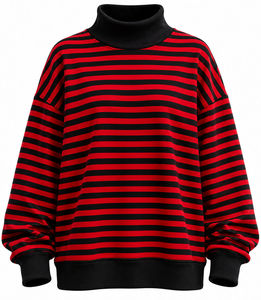 Women Oversized Striped Turtleneck Sweatshirt <b>Long</b> <b>Sleeve</b> Knitted Pullover Casual Loose Fit Fashion <b>Top</b> Autumn Wear - Product Image 1