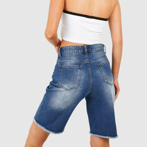 Shorts de Mezclilla para Mujer al por Mayor, de Alta Calidad, con Logotipo Personalizado, Nueva Moda 2025, Shorts de Mezclilla de Cintura Alta Personalizados - Product Image 6