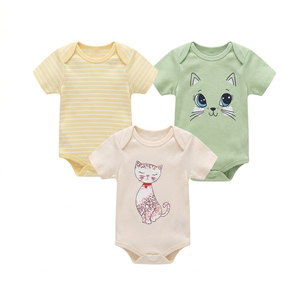 Sunnozy 2026 Nuevo Pelele de Algodón con Estampado Animal para Bebés Niños, Colores Mezclados, Verano, Botones, Manga Corta, Tejido - Product Image 2