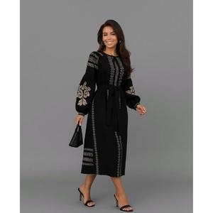 Vestido Negro Prémium de Ucrania, Vestido Étnico de Regalo de Ucrania, Vestido Largo Negro, Vestido Bohemio Bordado, Bordado Ucraniano Vyshyvanka - Product Image 1