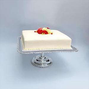 ฐานวางเค้กดีไซน์หรูหราเคลือบเงินพร้อมขอบคริสตัล เหมาะสำหรับตกแต่งบ้าน งานแต่งงาน และงานเลี้ยงวันเกิด - Product Image 1