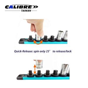 Support de rail pour douilles en aluminium de type rotatif TAIWAN CALIBRE 1/4" ou 3/8" ou 1/2" avec 10 clips - Product Image 3