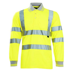 Unisex Long Sleeve High Visibility Polo Shirts Construction Working Reflective Safety Hi Vis Security Polo Shirts - Product Image 5