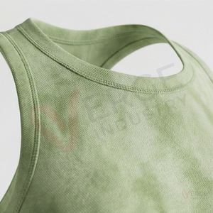 Ensemble de yoga pour femmes, imprimé tie-dye vert sauge, 2 pièces, haut court dos nageur, leggings taille haute - Product Image 4