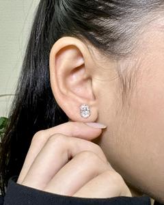 Luxury gold plated 925 <b>silver</b> oval cut solitaire stud <b>earrings</b> fine jewelry women elegant <b>wedding</b> party wear gift design - Product Image 1