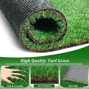 Tappeto in Erba Sintetica Realistica 4FTx10FT per Esterni, Rotolo di Erba Finta Realistica per Patio, Balcone, Decorazione per Cani e Animali Domestici - Product Image 2