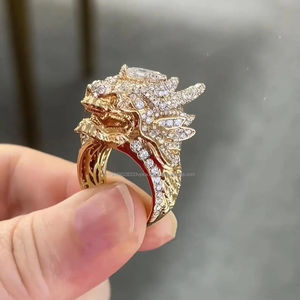 Bague Dragon Faite Main en Argent Sterling 925 avec Moissanite, Bijou Créature Mythique, Pièce Détachée Fantaisie Hip Hop Prong Iced Out - Product Image 6