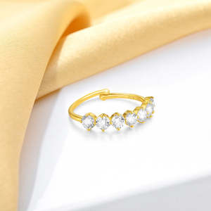 Wholesale Glowing CZ Studded Gold Plated 925 Sterling Silver <b>Adjustable</b> <b>Ring</b> for Women Trendy Gift Jewelry - Product Image 3