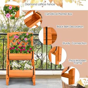 Jardinera Elevada de Madera de Abeto Sólido de 2 Niveles con Soporte para Plantas Trepadoras - Product Image 6