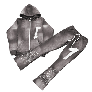 Ensemble sweat à capuche et pantalon de survêtement surdimensionné pour homme, 100 % coton 400 g/m², coupe carrée, effet délavé vintage avec motif 3D, ensemble sweat à capuche épais - Product Image 5